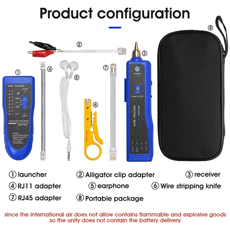 RJ11 RJ45 Cat5 Cat6 Telephone Wire Tracker Tracer Ethernet LAN Network Cable Tester Detector Line Finder