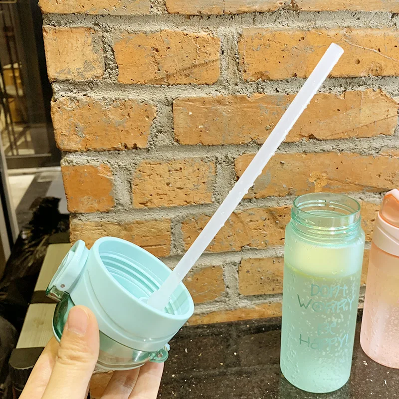Портативная чашка для воды большая емкость с соломенной пластиковой чашкой