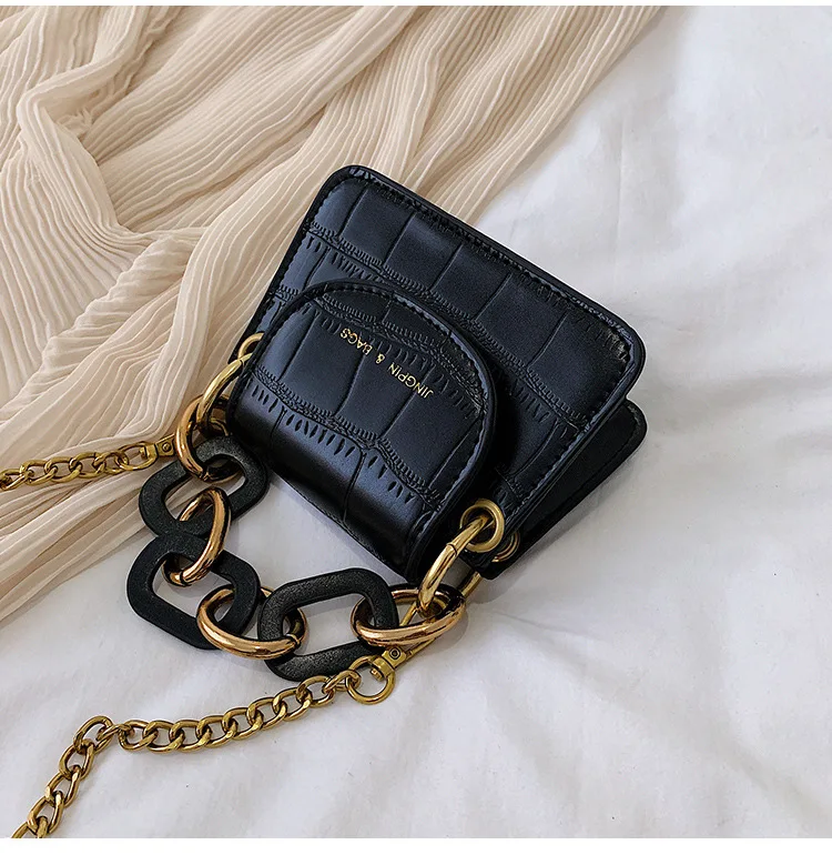 Fashion Mini Saddle Women Shoulder Bags Designer Brand Acrylic Chain Handbags Luxury Pu Leather Female Crossbody Bag Small Purse