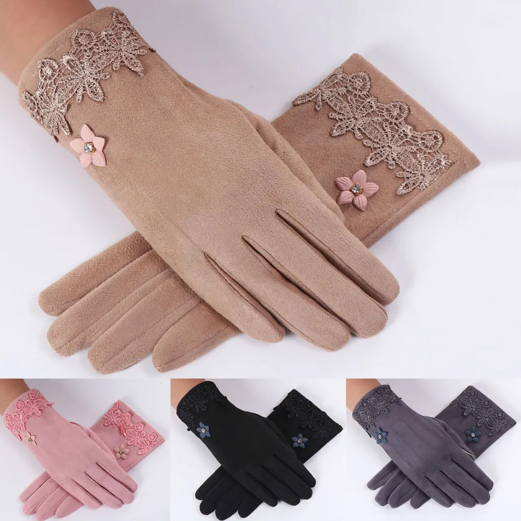 Элегантные женские зимние перчатки с теплым бантом теплые флисовые утепленные