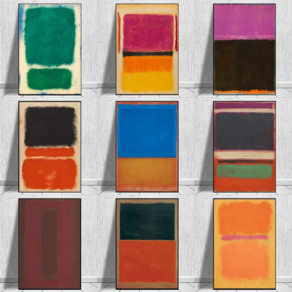 

Scandinavian Oil Painting Print On Canvas Mark Rothko Abstract Colorful Posters and Print Wall Art Picture for Living Room Decor