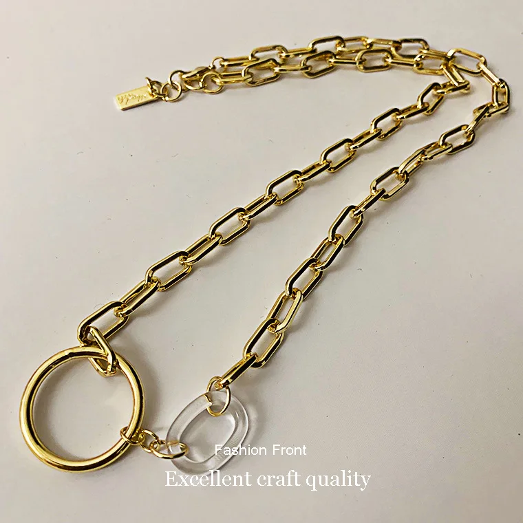 

Gaku new Korean personality design metal acrylic stitching wild European and American necklace bracelet cold wind ladies jewelry