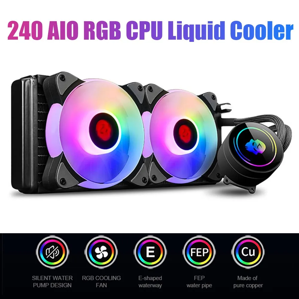 

360/240/120 AIO RGB ЦП жидкий охладитель бесшумный насос система водяного охлаждения RGB вентилятор все в одном медный телефон для Intel ПК