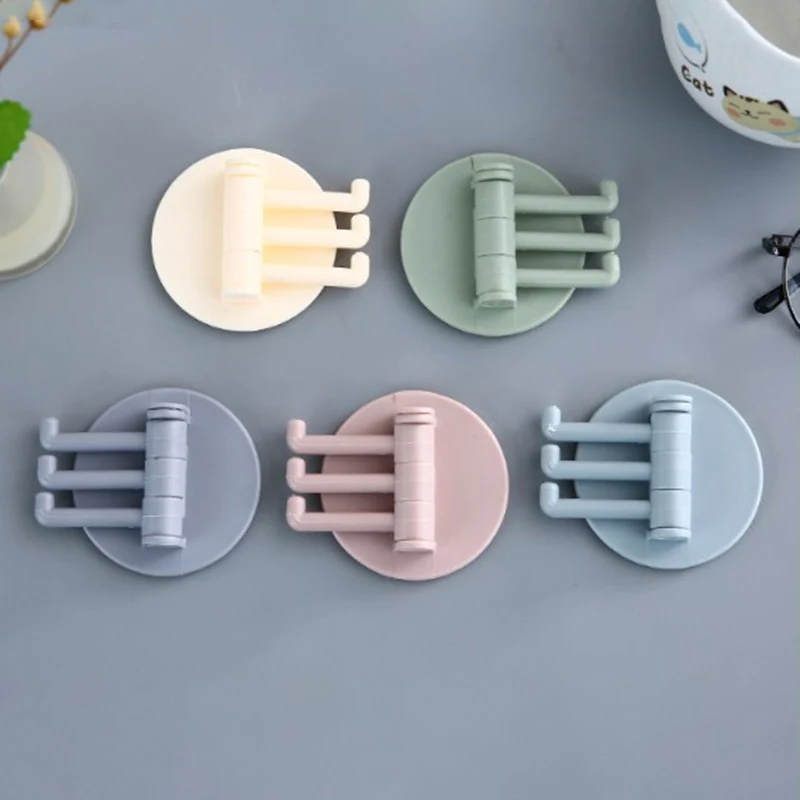 

5pcs Strong Bearing Stick Hook Kitchen Wall Hanger Bathroom Kitchen Hooks Home Plain Hooks Nail-free Sticky Hooks 3 Hooks