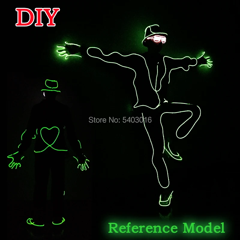 

Новинка, светящийся костюм EL, популярный костюм EL Wire, светящийся костюм Rave DIY, декоративная светящаяся одежда для рождества, дня рождения