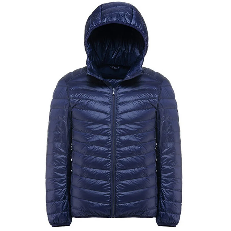 hooded navy Мужские повседневные теплые куртки, однотонная тонкая дышащая зимняя куртка, Мужская верхняя одежда, легкая парка, плюс размер, XXXL, hombre jaqueta - Цвет: hooded navy
