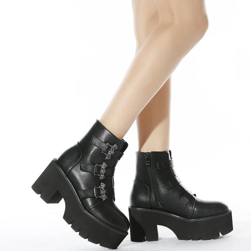 

Demonia boots platform shoes plus big sizes 43 Platform High Heels Fashionable Autumn Winter Wedges Shoes Ankle Boots Women