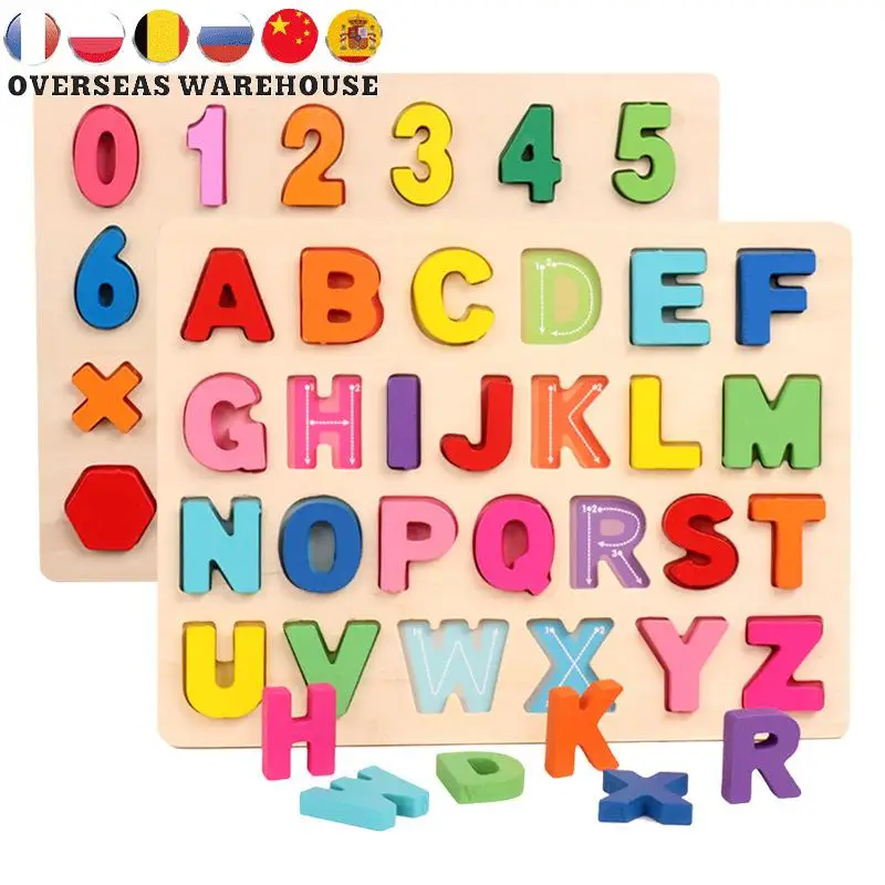 

Детский деревянный 3D-пазл в виде цифр и букв алфавита