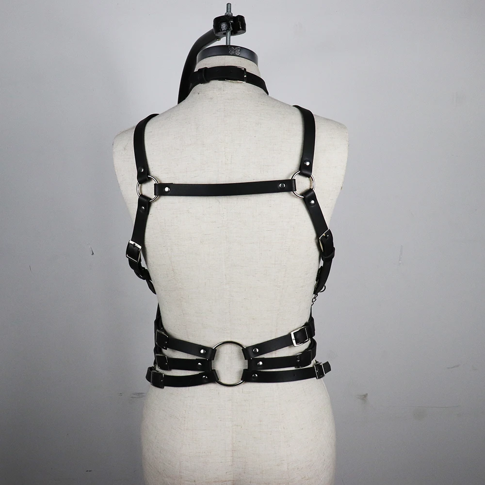

Fullyoung Sexy Leather Harness Metal Iron Chain Woman Fashion Bra Belt Bondage Crop Women Sexy Suspender Waist Garter Lingerie