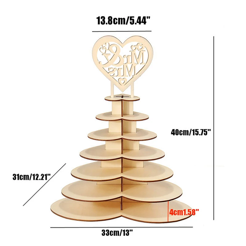 

Wooden Ornaments Heart-Shaped Love Chocolate Frame Wedding Wooden Mr & Mrs Chocolate Stand Display Candy Cupcake Desserts Holder