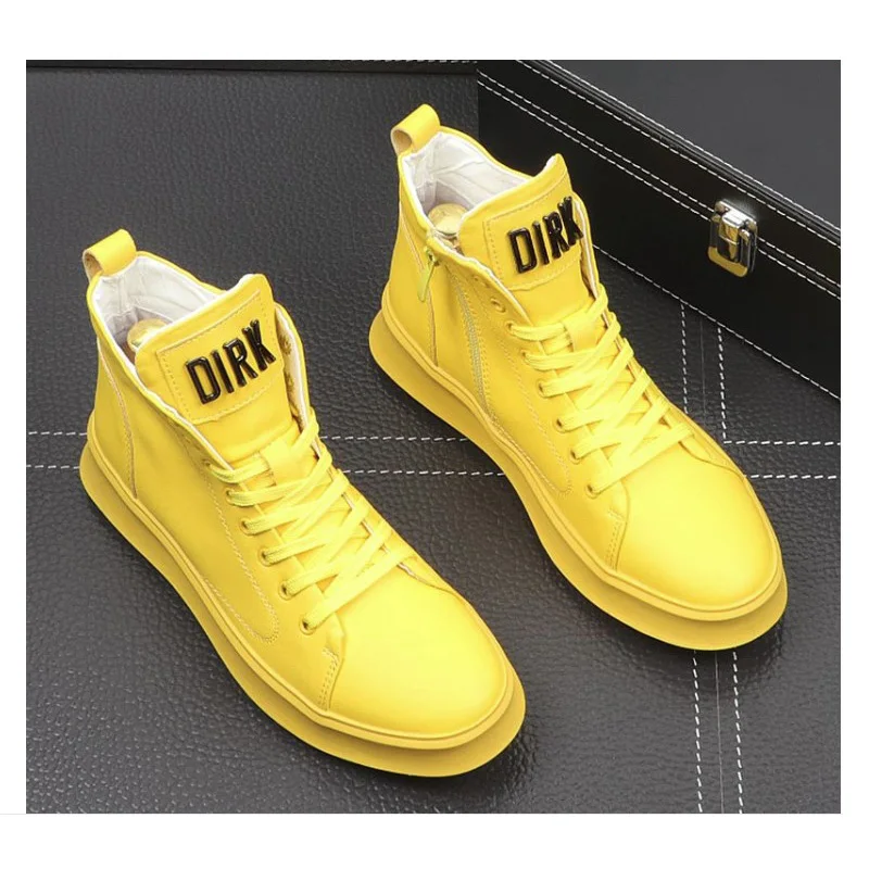 

OVXUAN Mens Luxury Designer Ankle Boots Metal Notes High Top Platform Hip Hop Casual Shoes men Spring Autumn Leather Boots 2021