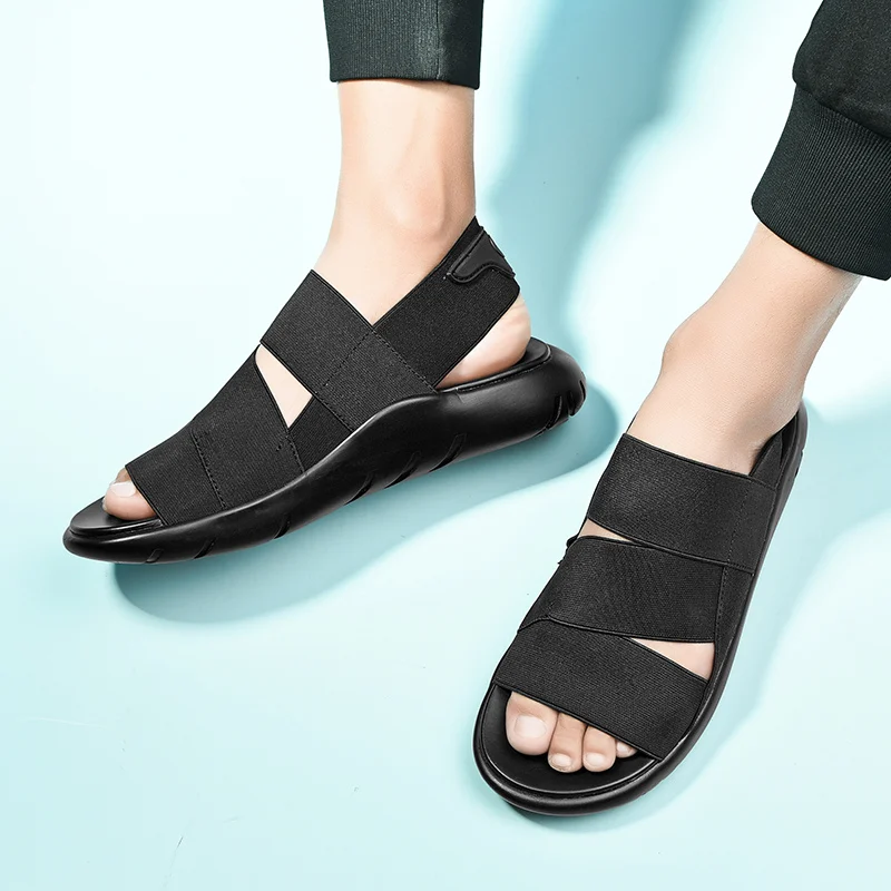 Мужские сандалии с мягкой подошвой кожаные туфли лето |