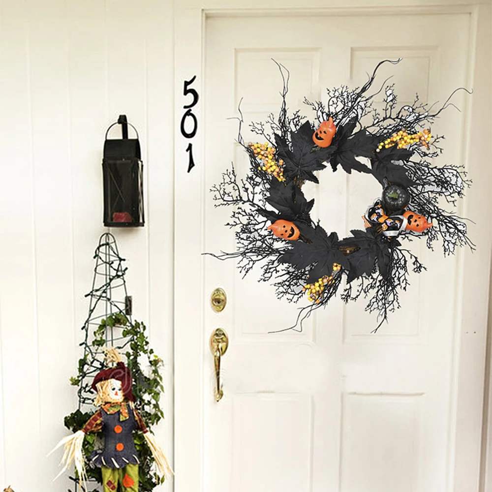 

Artificial Wreath Christmas Decoration Ring Of Flowers Festival Door Hanging Halloween Garland Outdoor Display Imitation Plants