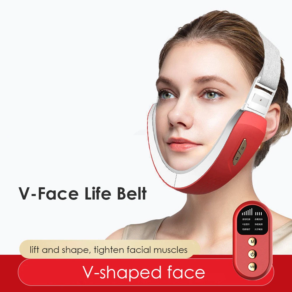 

Remote Control Face Chin V-Line Belt Blue LED EMS Facial Lift Up Machine Intelligent V-face Instrument Reduce Double Chin