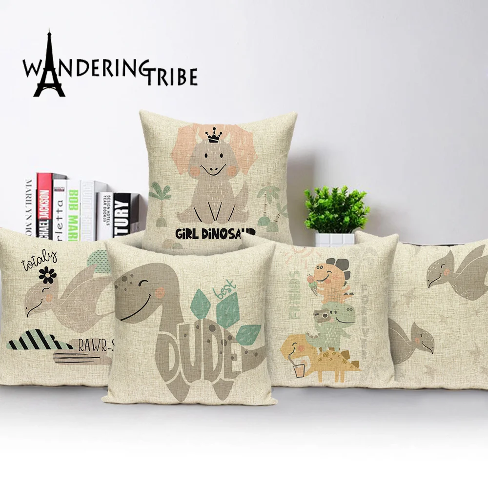 Наволочка с рисунком динозавра наволочка надписью для домашнего декора принтом