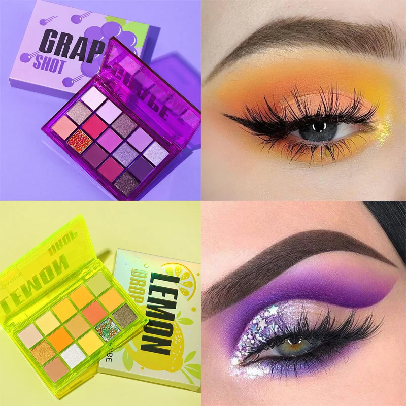 

Eyeshadow Pallete Neon Colorful Shimmer Glitter Matte Shades Matellic Nude Blendable Pigment Powder Long Lasting Eyes Makeup