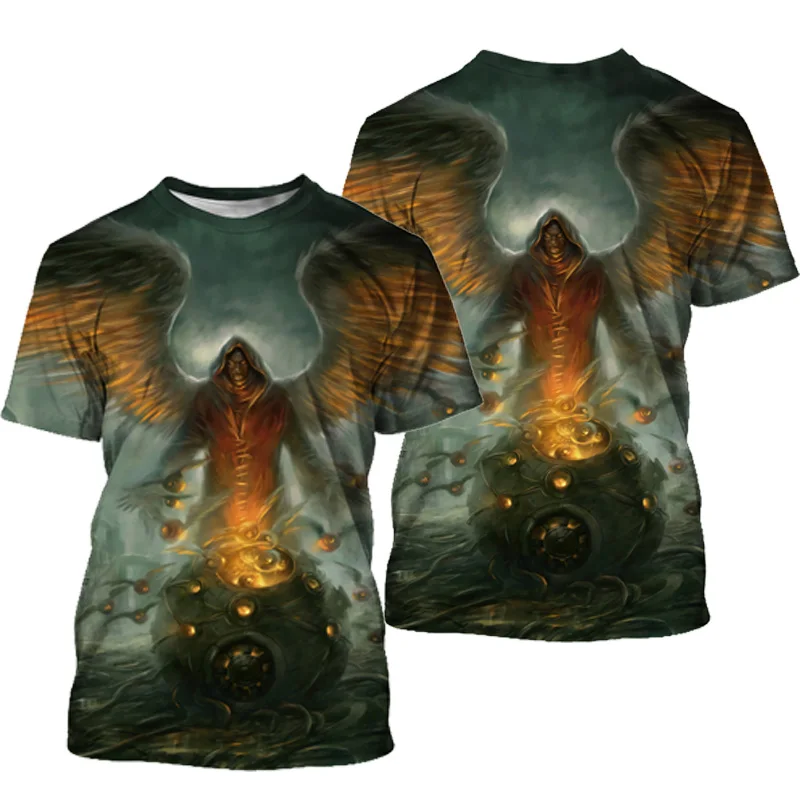 

2021 summer new 3D horror skull print T-shirt men's O-neck short-sleeved T-shirt top 3D style men's clothes casual funny T-shirt