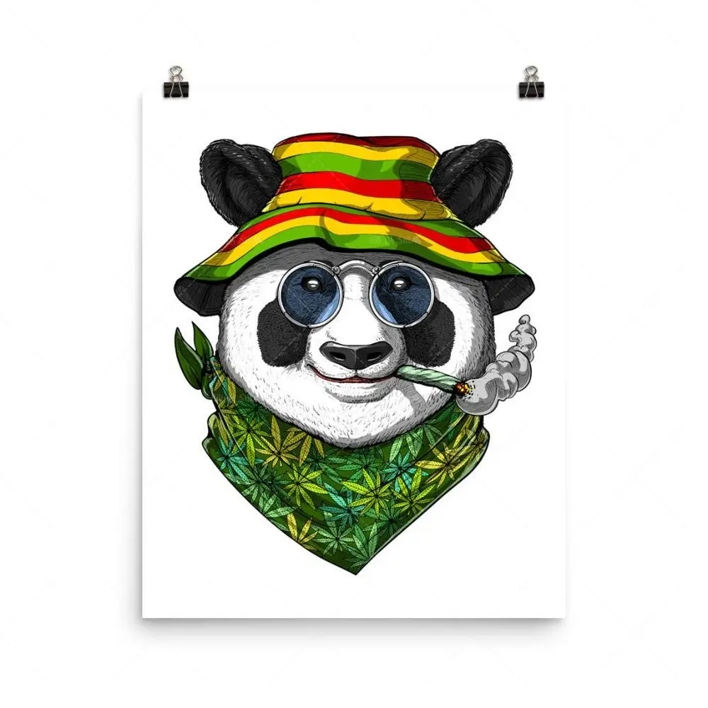 

Home Decor Nordic Animal Poster Panda Bear smoking Weed Wall Art Canvas Painting Art Poster Print Wall Picture Living Room Frame