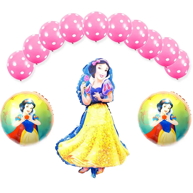 13pc snow white 13 шт./лот набор воздушных шаров Рапунцель включает латексный шар и 18 дюймовый круглый фольгированный шар принцессы Рапунцель для девочек на день рождения - Цвет: 13pc snow white