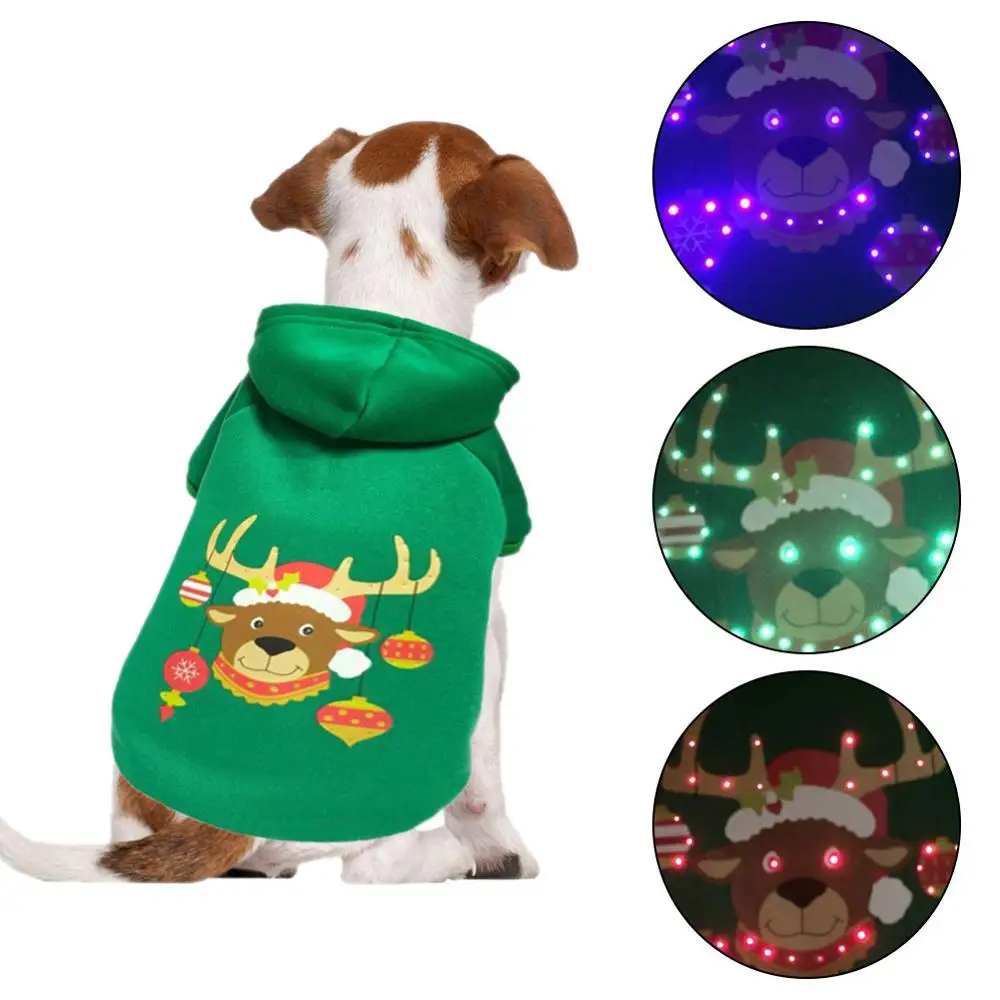

Dog Christmas Costume Christmas Dog Outfit Lighted Up Pet Shirt Dog Costume Puppy Pet Hoodie Clothes LED Holiday Doggie Sweater
