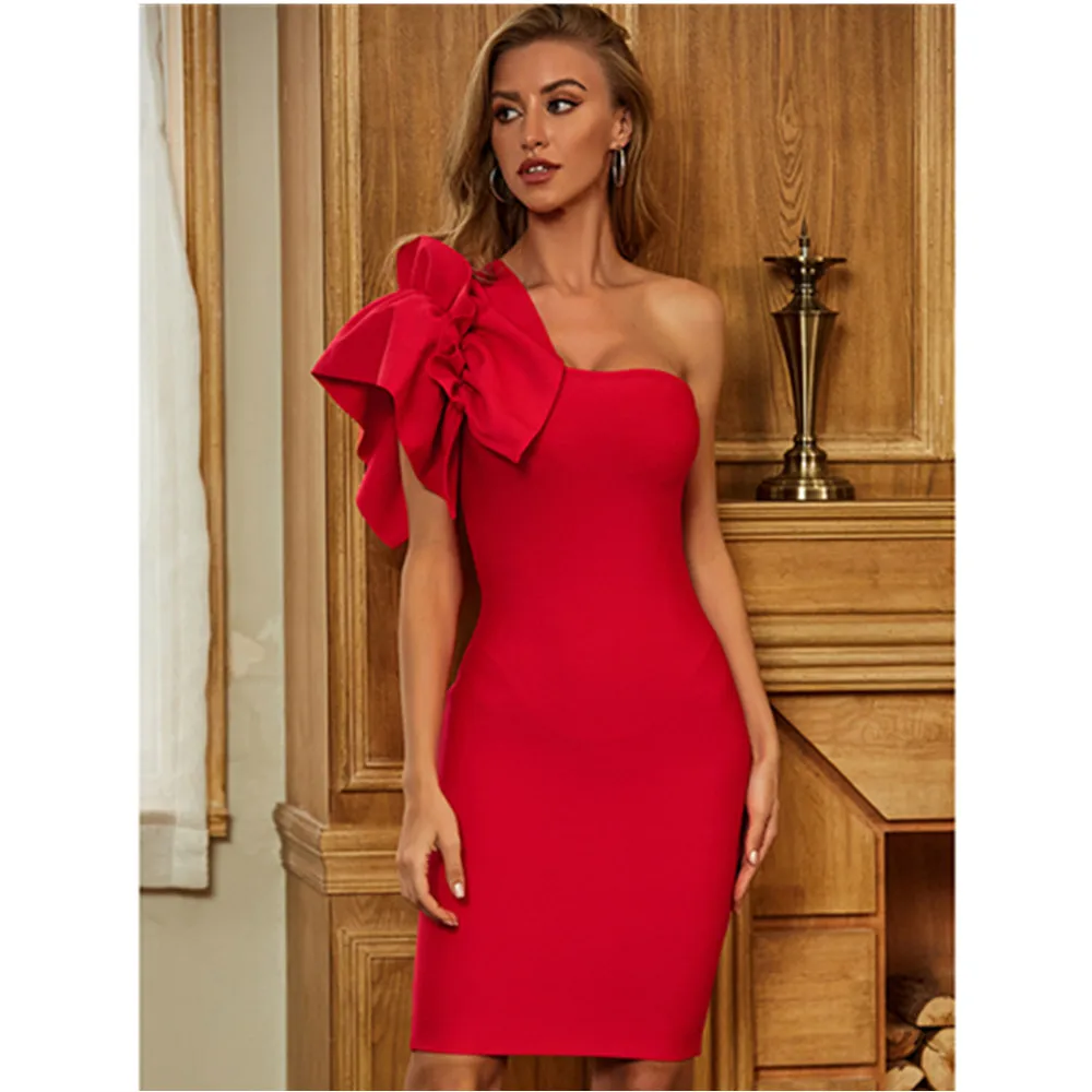 Новейшее женское облегающее Бандажное платье 2021 сексуальное красное летнее на