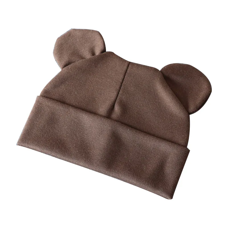 Coffee baby hat Новая шапочка для малыша с героями мультфильма для девочек, хлопковая детская шапочка с ушками, эластичные детские шапки, аксессуары для малышей, шапка для маленьких мальчиков, 21 цвет - Цвет: Coffee baby hat