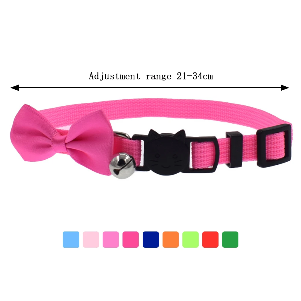 

Cat Collar With Bell Bow Collars Leads Necklace Neck Strap Adjustable Polyester Buckle Cat Accessories for Small Dog Chihuahua