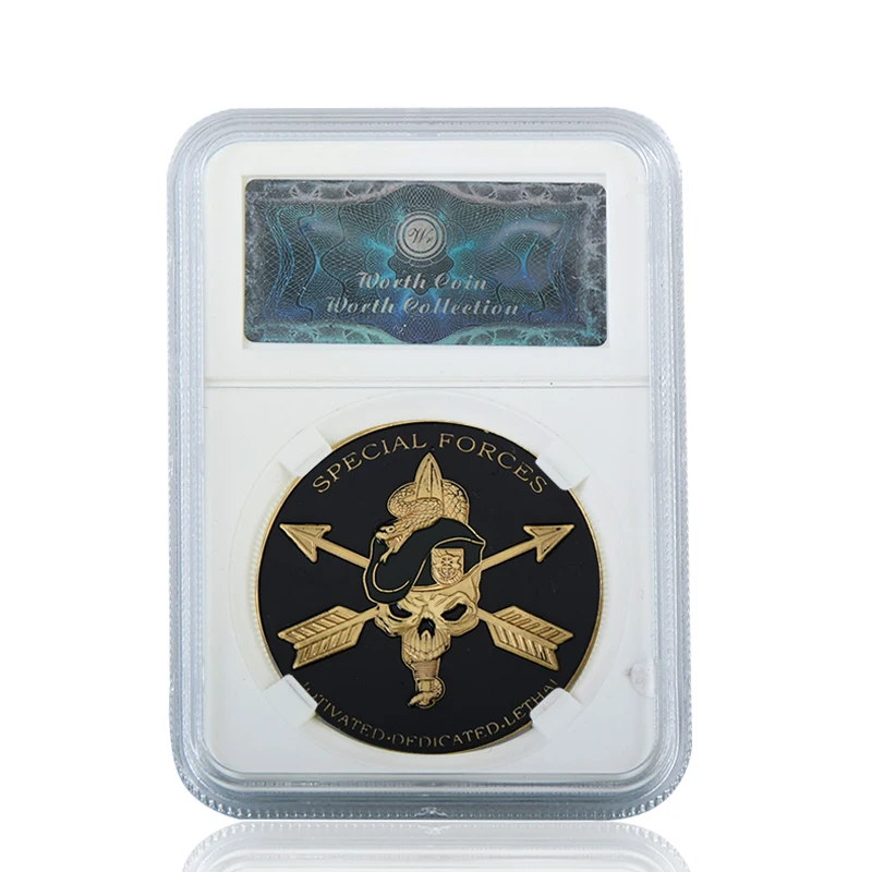 coin 4 with case WR армия США Военные позолоченные монеты коллекционные с монетницей Air Force темно-синяя сувенирная монета подарок для мужчин дропшиппинг - Цвет: coin 4 with case