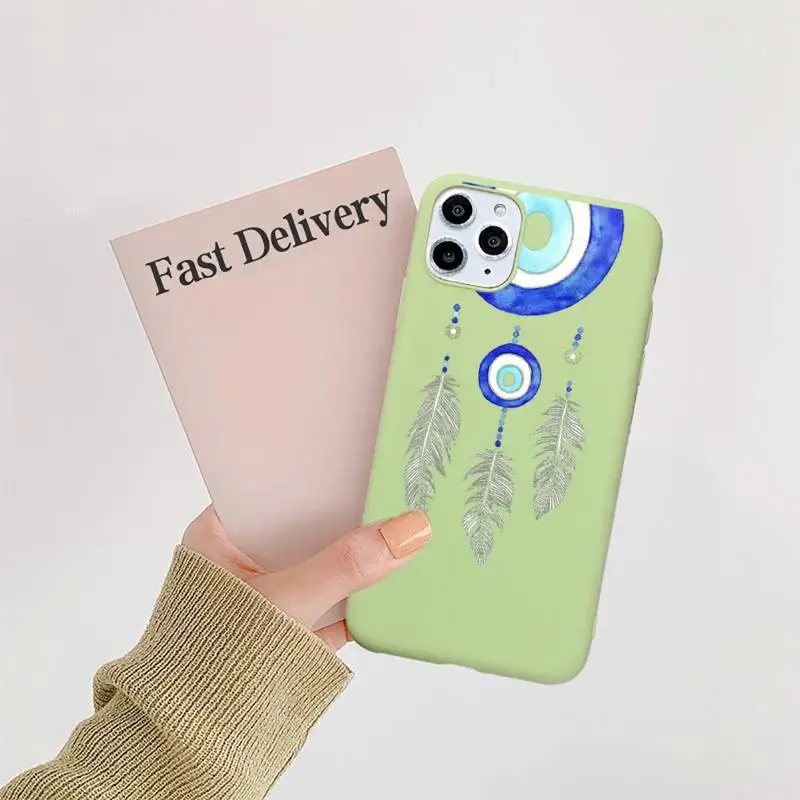 

Evil Eye Turkish lucky Blue Abstract Phone Case Candy Color for iPhone 11 12 mini pro XS MAX 8 7 6 6S Plus X 5S SE 2020 XR