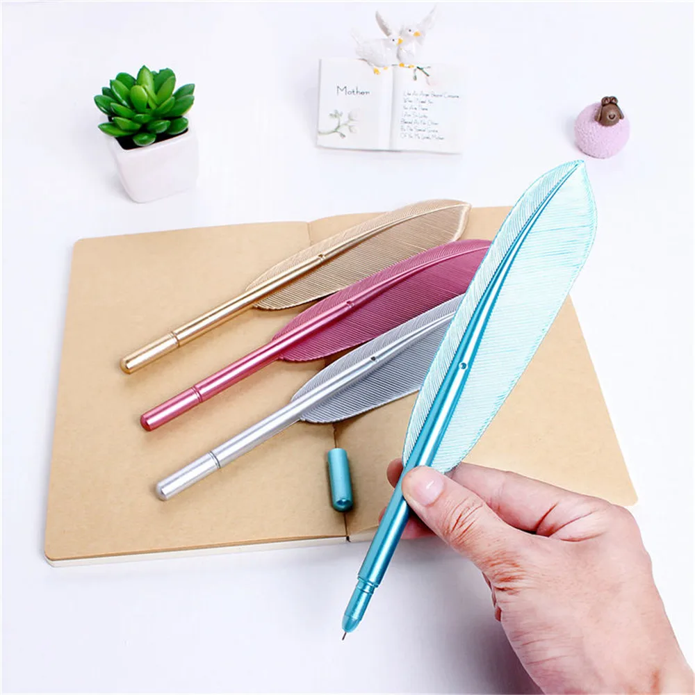 1 шт. Новинка модная 3D перо в форме металлик внешний вид гелевая чернильная ручка