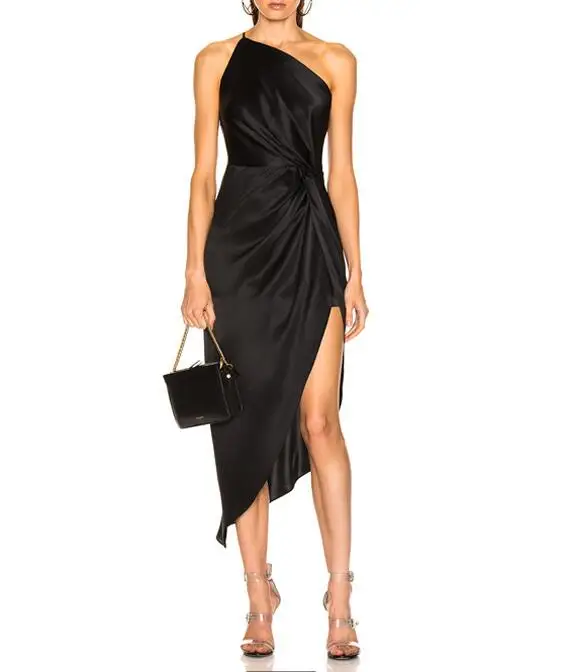 Черно красное платье на одно плечо модные элегантные вечерние платья для ночного