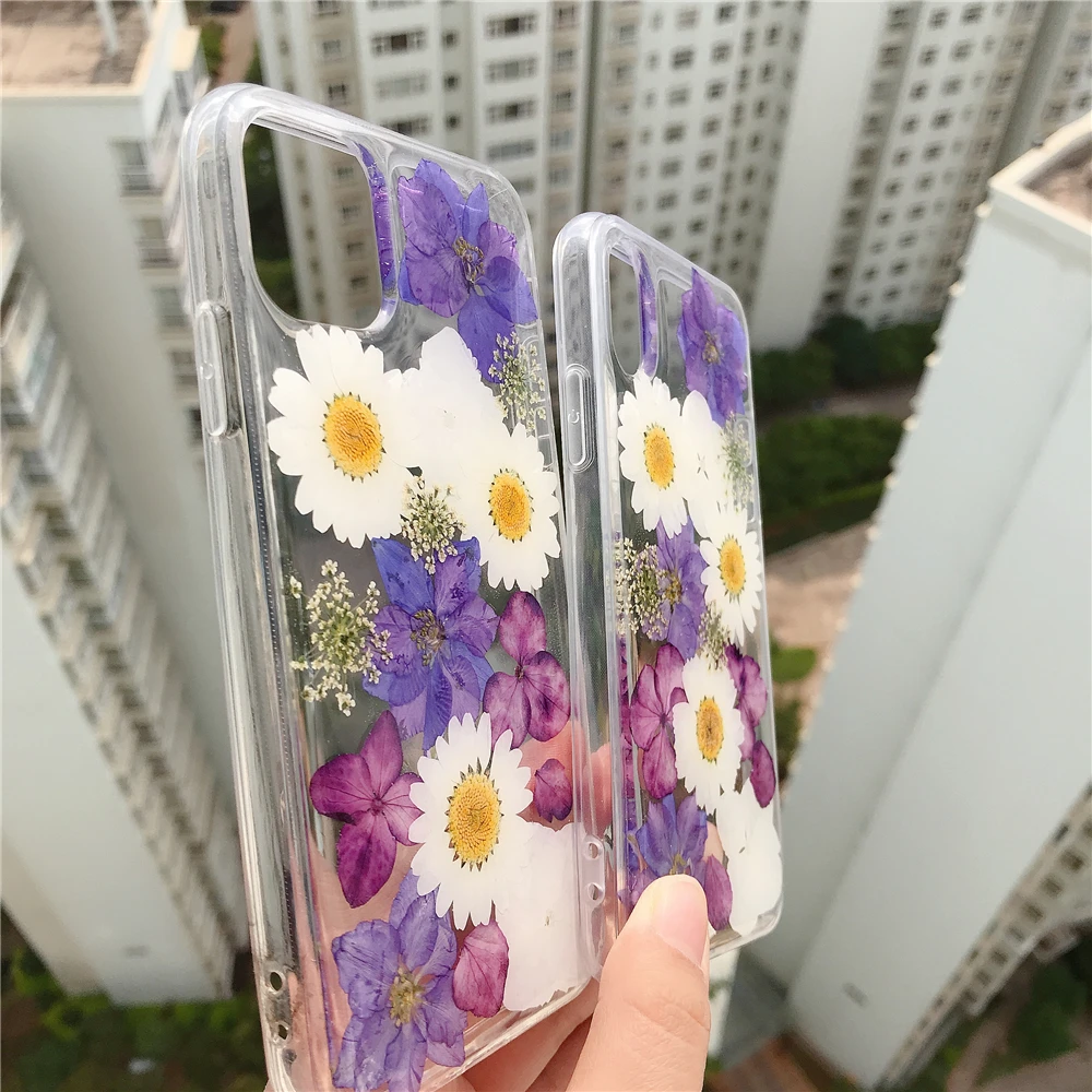handmade clear real dried flowers phone case for google pixel 6 pro 5 4a xl real floral design cell phone back cover for girls free global shipping