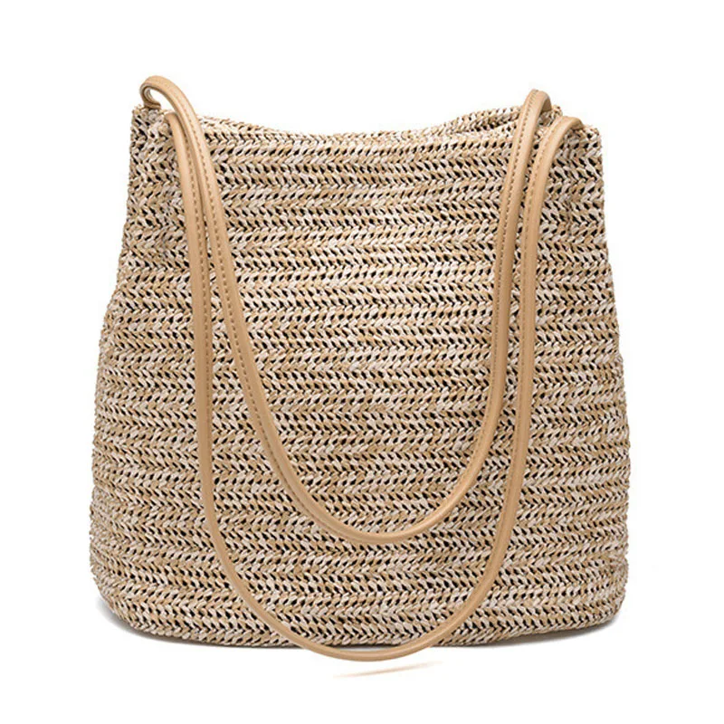 HISUELY Летняя женская прочная плетеная Соломенная пляжная сумка женственная