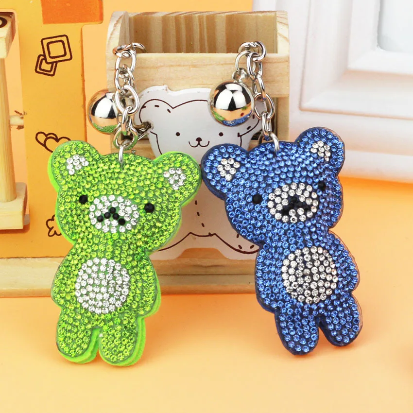 Fashion Tassel Diamond Keychain Cute Charm Bear Pendant Keychain Accessories Ladies Friends Mobile Phone Cartoon Tassel Keychain