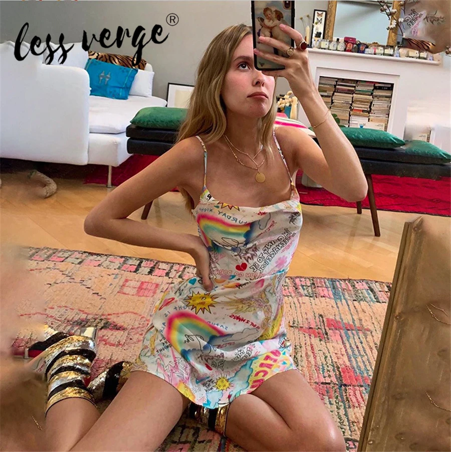 Женское шифоновое платье на бретельках Lessverge сексуальное мини в уличном стиле с