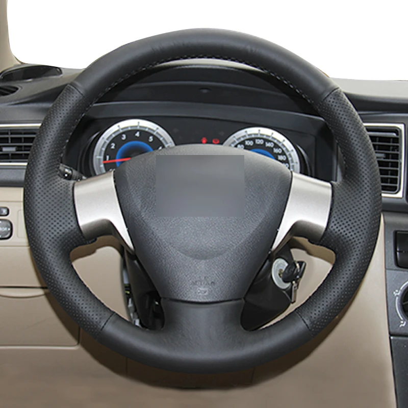 Сшитая вручную черная искусственная кожа чехол на руль автомобиля для Toyota Corolla