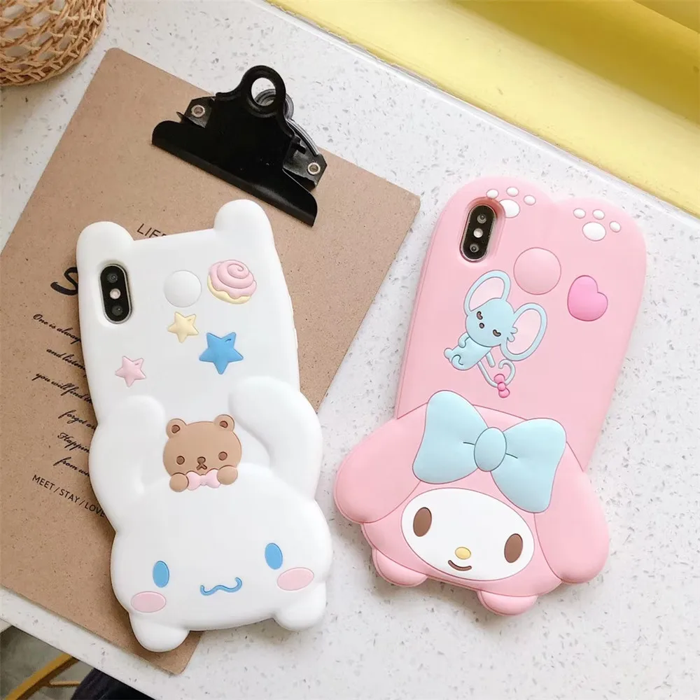 3D Аниме My melody Hello kitty Мягкий силиконовый чехол для телефона для iphone 11 pro max 6 7 8 plus X XR XS MAX Cinnamoroll Lanyard Cover
