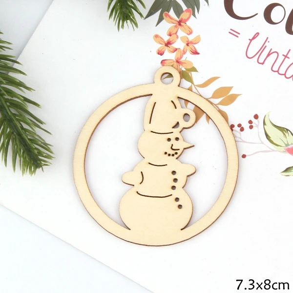 Snowman 10 шт. DIY натуральный мульти форма Рождественский деревянный чипборд висячие украшения Подвески рождественские украшения детские рождественские подарки - Цвет: Snowman