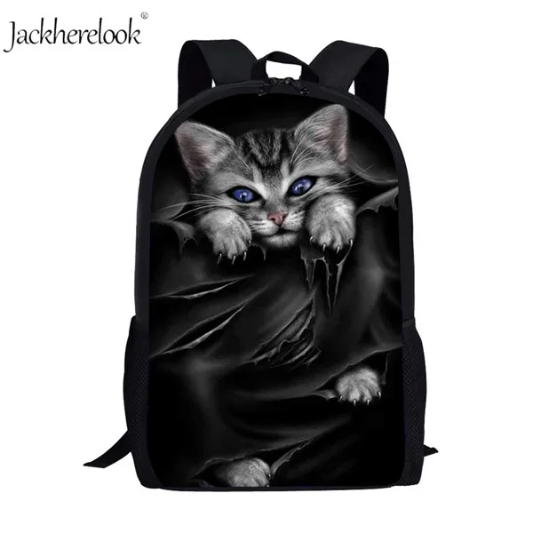 HK864C Jackhereook Черный Инь Ян кошки школьные рюкзаки для девочек милый детский рюкзак для котенка для мальчиков книжные сумки для начальной школы Студенческая сумка детские подарки - Цвет: HK864C