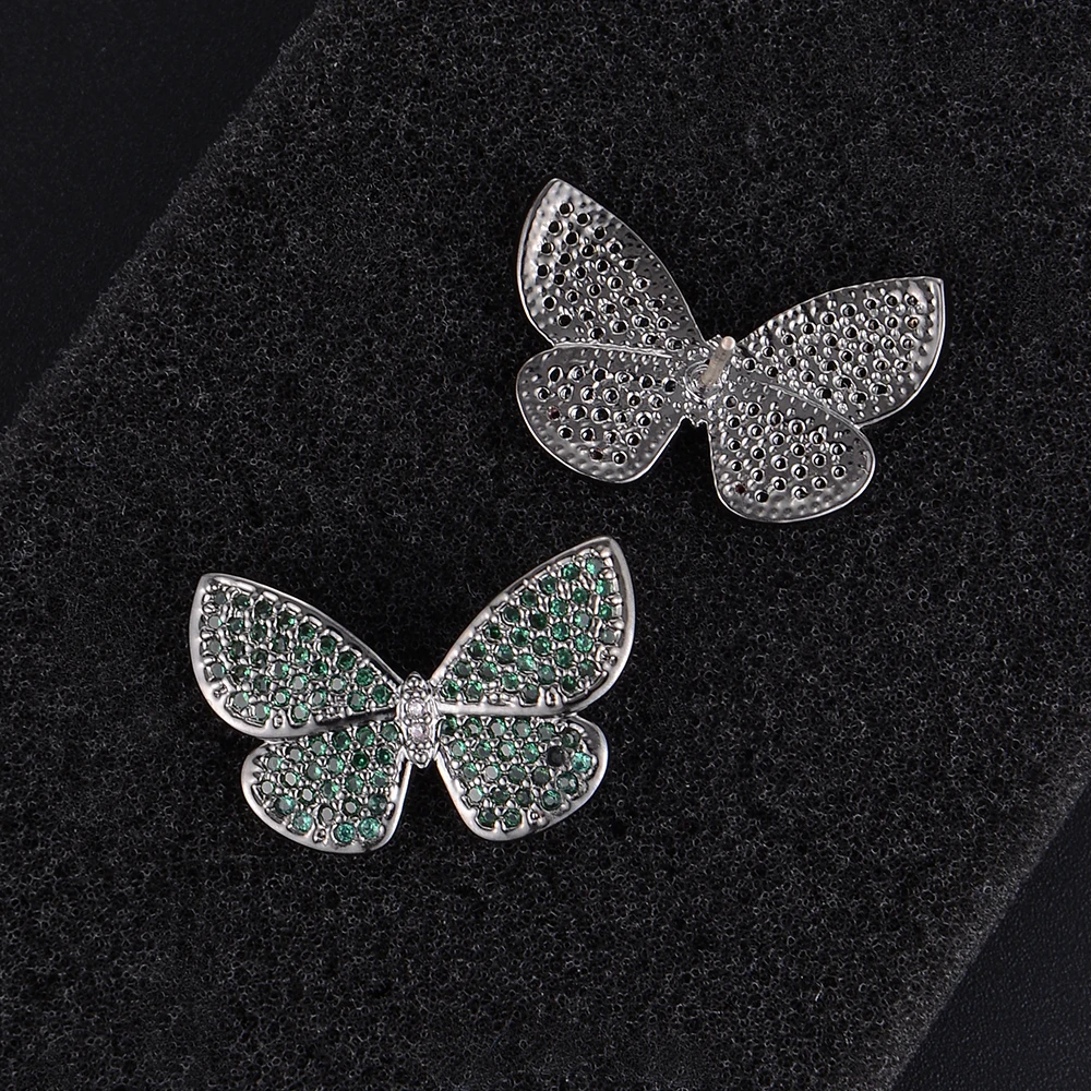 

LARRAURI 4 Colors Charms korean Butterfly Stud Earrings For Women Elegant Full Cubic Zirconia Statement Earrings Fashion Jewelry