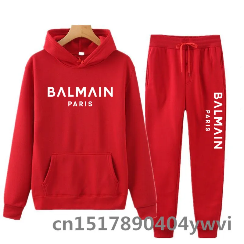 

Two Pieces Sets Hooded Tracksuit Men/Women Sportswear Gyms Black Hoodies+Sweatpants Joggers Sweatshirts