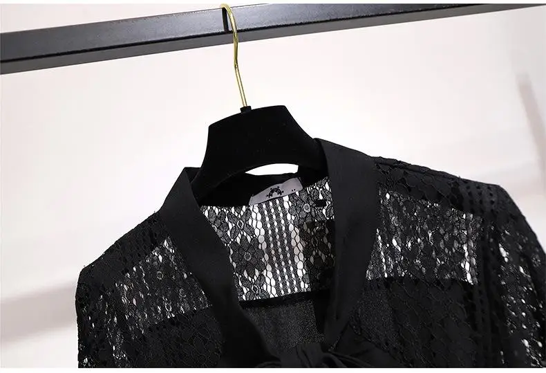 2XL-6XL женское кружевное платье большого размера осенние повседневные свободные офисные платья больших размеров Большие размеры 5XL Женские черные кружевные рабочие платья