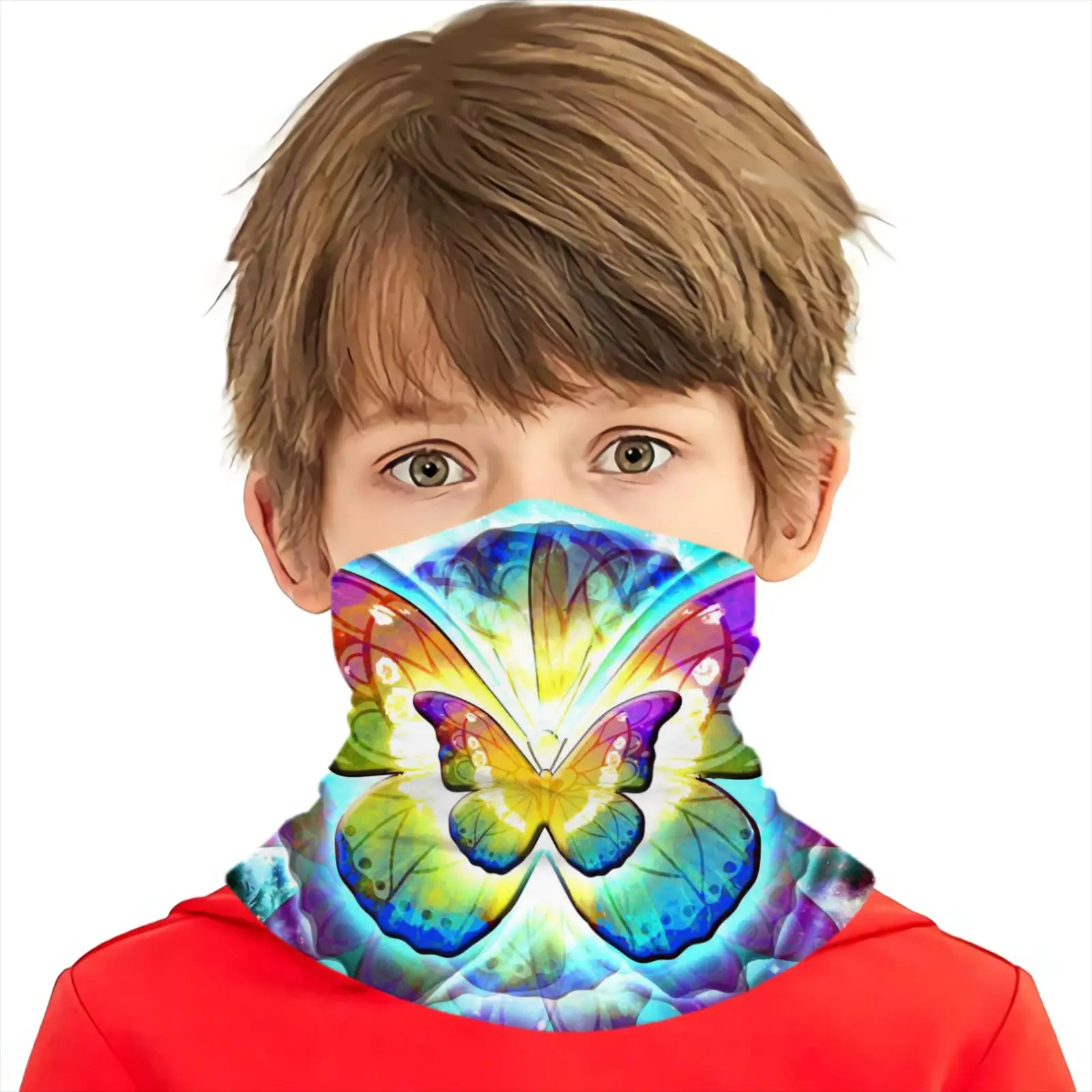 Children Print Colorful Butterfly Winter Warm Scarf Outdoor Sports Party Multi-functional Brand Headscarf for Women