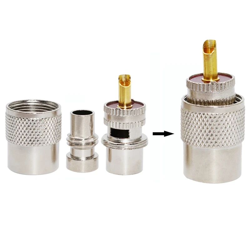 10 шт./упаковка штепсельная Вилка для припоя PL259 с редуктором RG8 стандартный