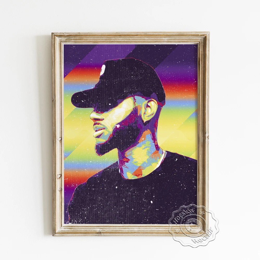

American Rapper Bryson Tiller Poster, Rap Music Fans Collection Gift, Vintage Chic Art Prints, Psychedelic Star Canvas Painting