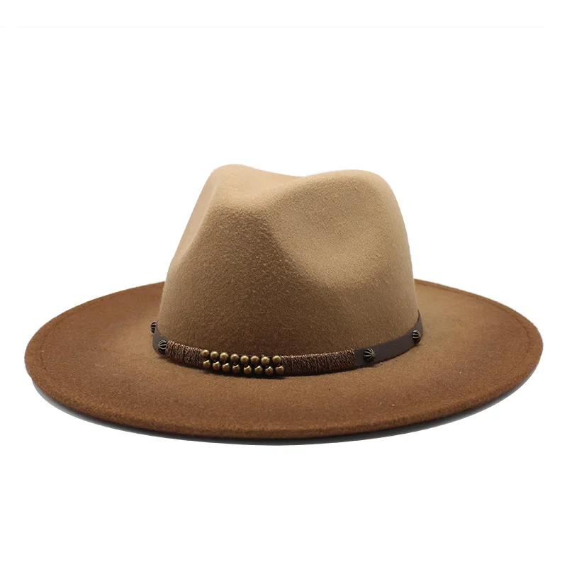 2-color gradient New Wide Brim wool Fedora Hat For Women Wool Felt Hats Men Fall Winter Panama Gamble Jazz Cap | Аксессуары для
