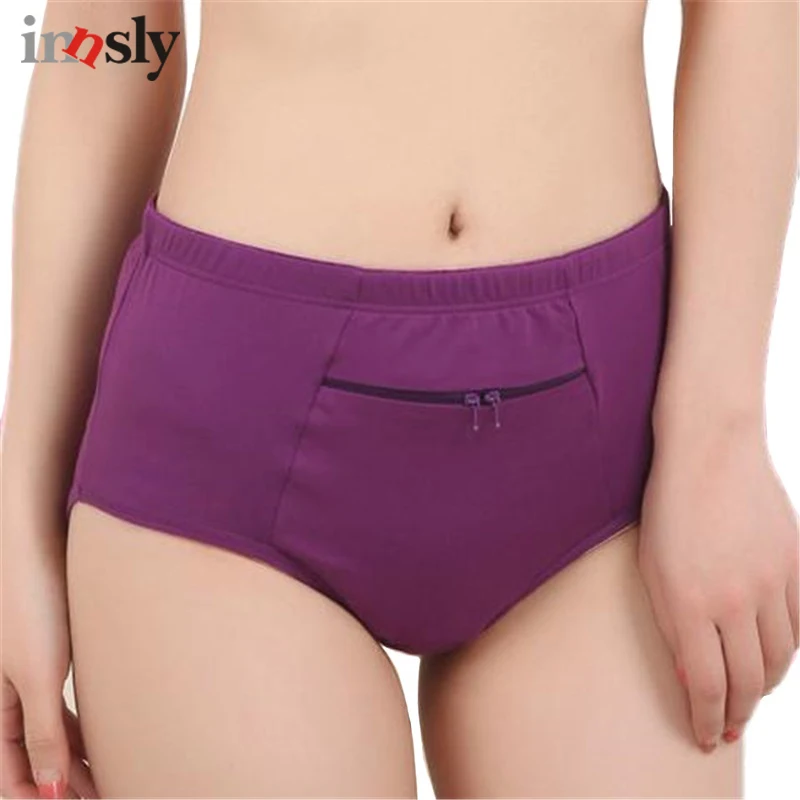 

Women Panties with Zipper Big Size Female Cotton Underwear with Pocket High Quality Novel Breathable Ladies Briefs