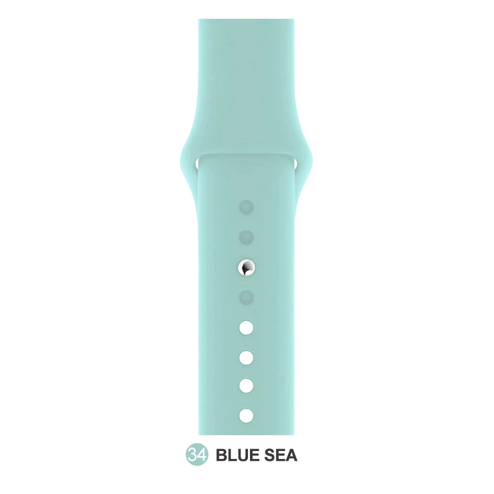 Blue sea Мягкий силиконовый сменный спортивный ремешок для Apple Watch версии 4, 3, 2, 1, 42 мм, 38 мм, браслет на запястье, ремешок для iWatch 4, 40 мм, 44 мм, спортивный - Цвет ремешка: Blue sea