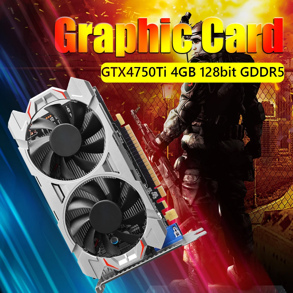 GTX750Ti 4G 128bit GDDR5 NVIDIA Low-Noise Desktop Computer Graphic Card PCI-Express 2.0 HD Gaming Video Cards with Dual Cooling