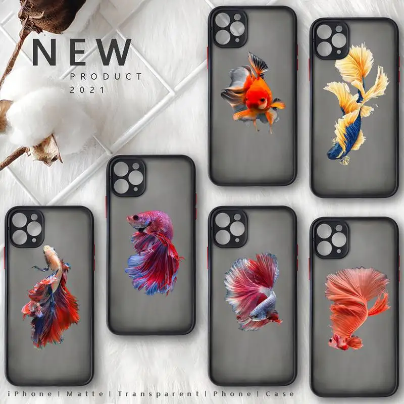 

Fighting fish beautiful art pattern Phone Case matte transparent For iphone 7 8 11 12 plus mini x xs xr pro max cover